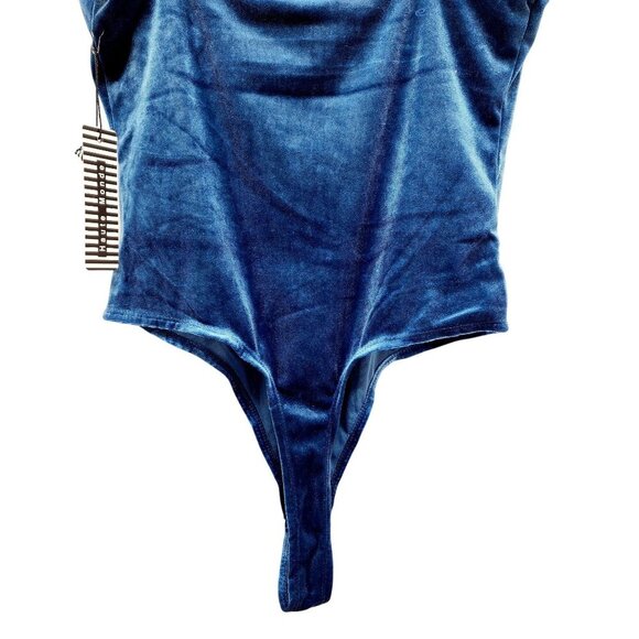 Blue Velvet Bodysuit With Adjustable Straps & Snap Closure - Size M Haute Monde - Picture 13 of 13